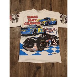 Dale Earnhardt 1996 Vintage Times May Change T-Shirt Nascar All Over LG Wrangler
